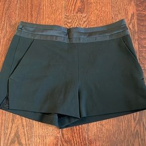Zara black tuxedo shorts with lace detail